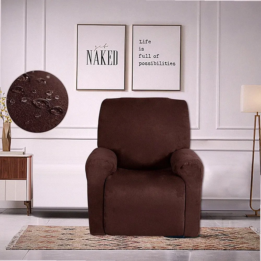 4 Separate Piece Waterproof Stretch Recliner Sofa Cover Suede Chair Cover NA