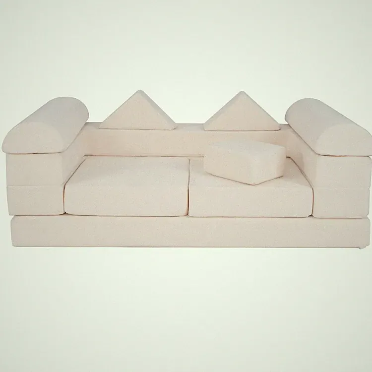 9Pcs Climb and Crawl Foam Children Play Toddler Convertible Sofa Couch Set Beige