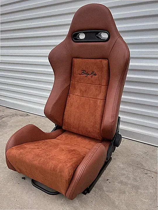 BridgeMoto GT-Sport Reclinable Seat in Brown Leather and Center Suede