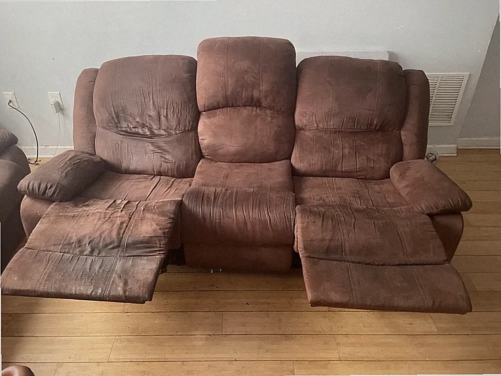 suede recliner loveseat