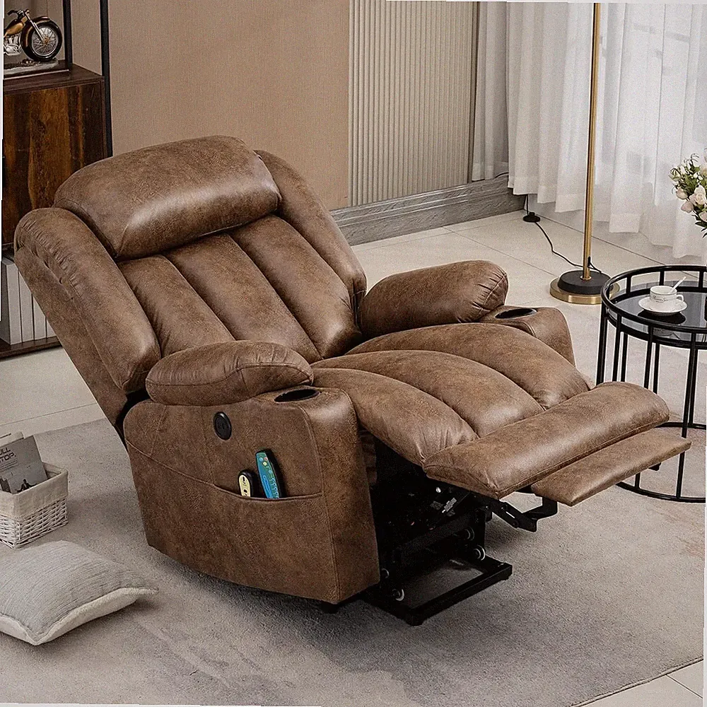 Large Electric Power Lift Recliner Chair for Big Tall Elderly Extended Footrest
