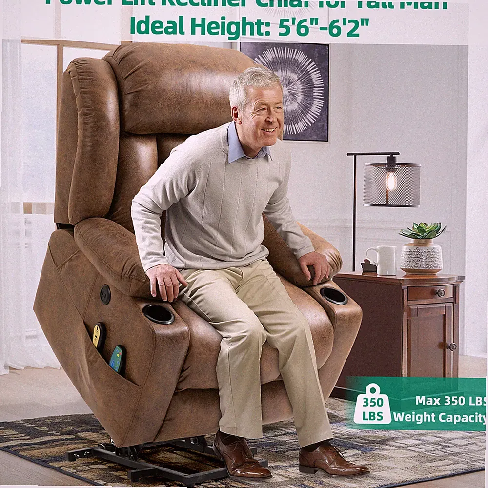Large Power Lift Recliner Chair for Big Tall Man W/ Massage & Extended Footrest