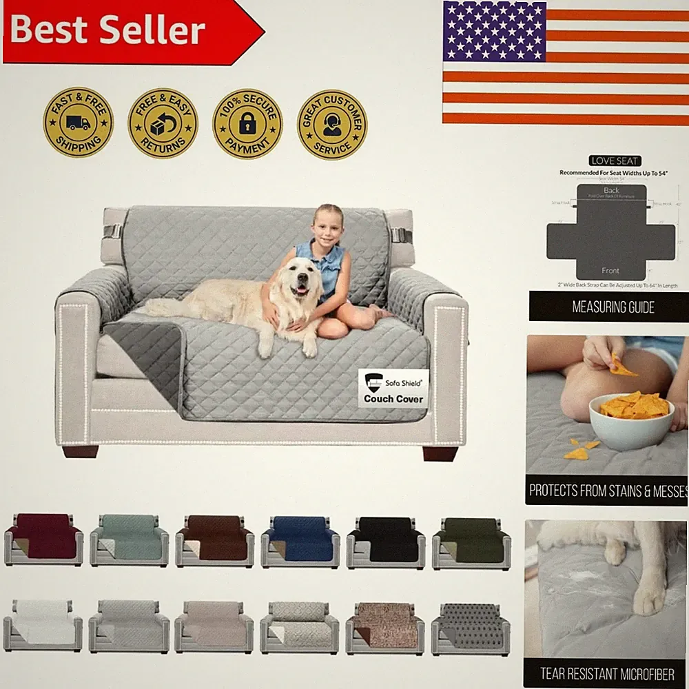 Luxurious Loveseat Slipcover - Reversible Stain Resistant & Pet Friendly 54"