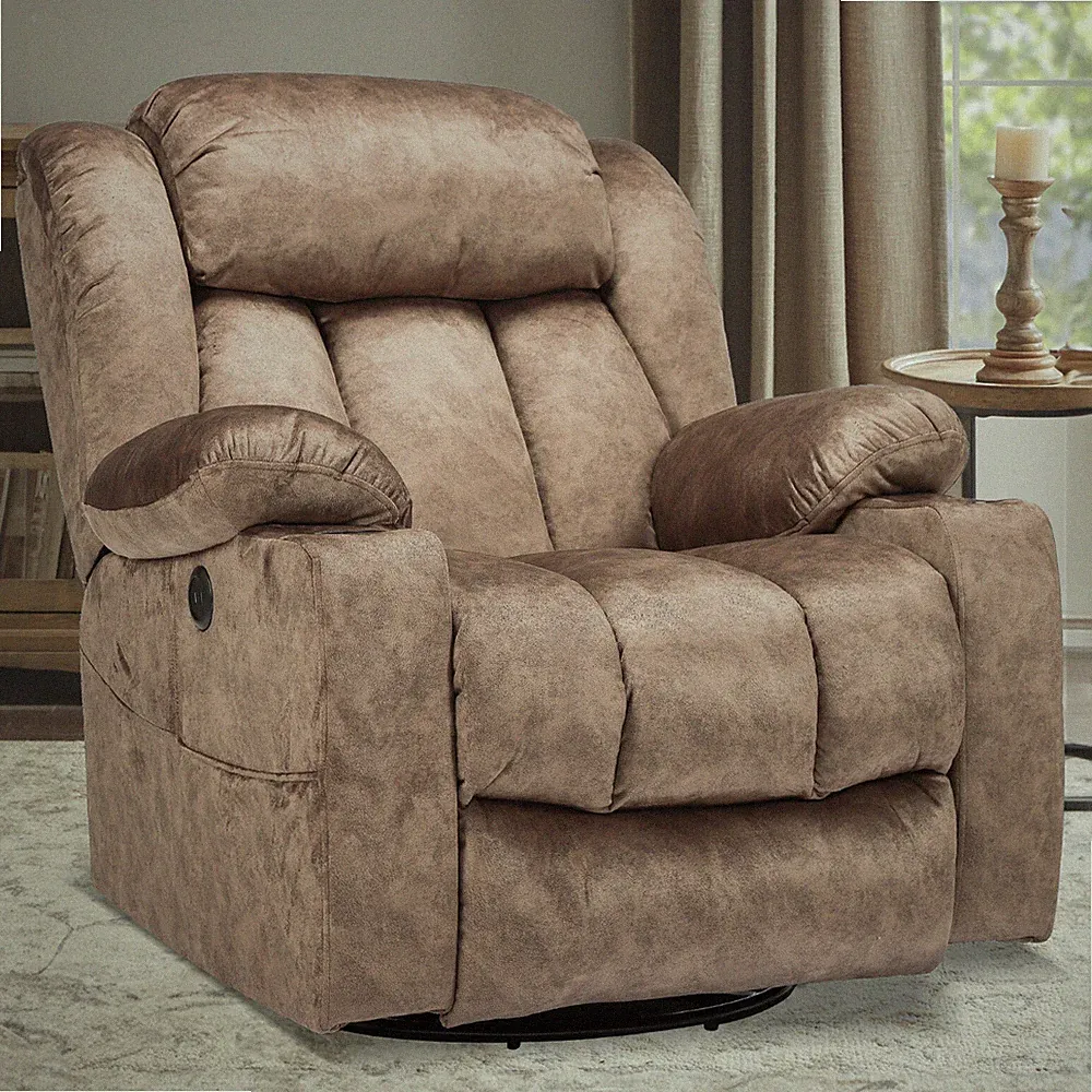 Manual Swivel Rocker Recliner Chair Glider Rocking Recliner w/ Heat & Massage