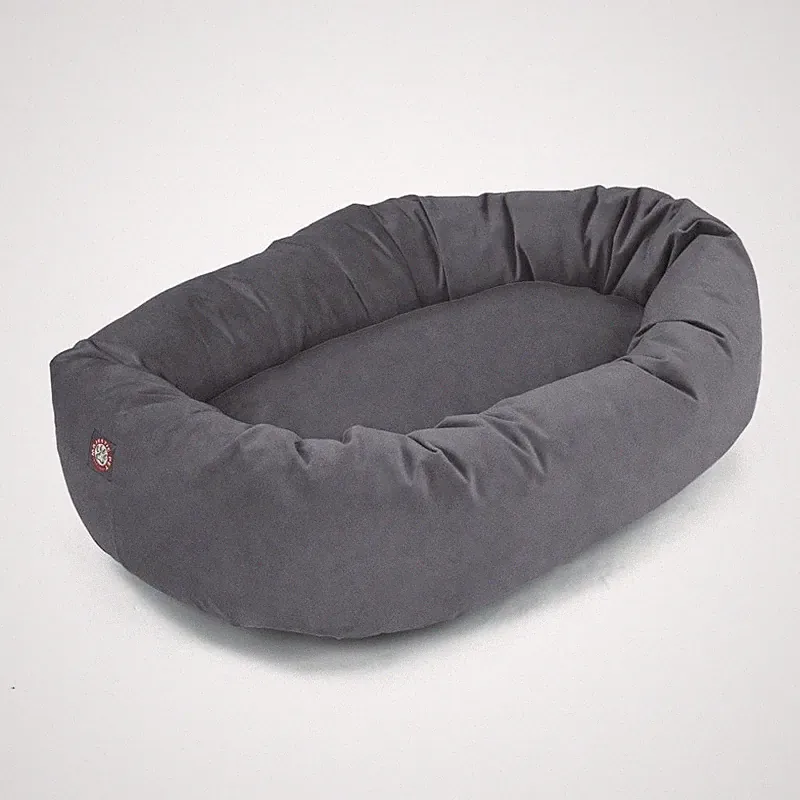 Micro Suede Bagel Dog Bed Cozy Bolster Pet Bed Machine Washable Dog Lounger New