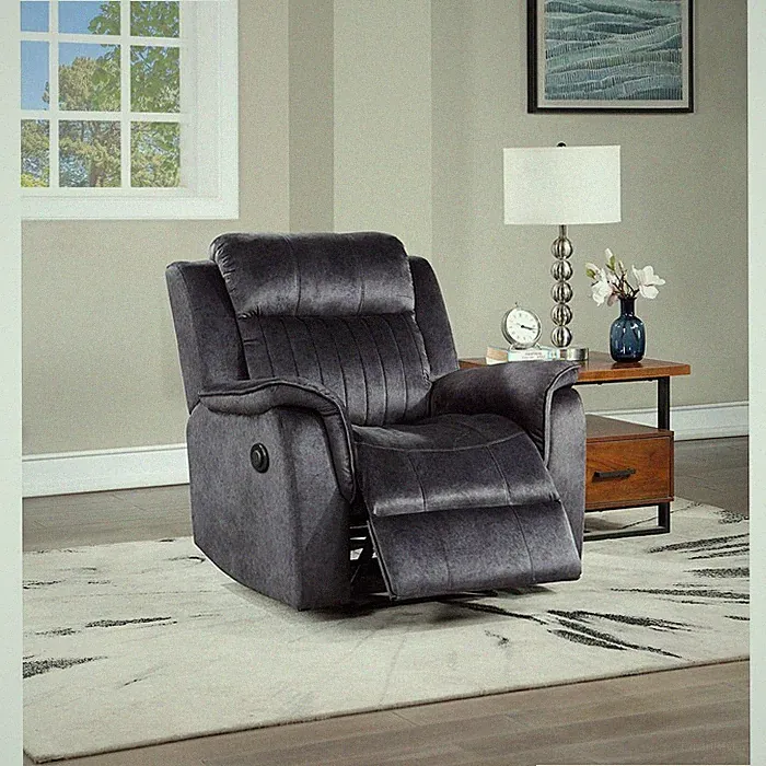 Modern Power Recliner Chair, Extra Soft Faux Suede Fabric Arm Chair, Blue Gray