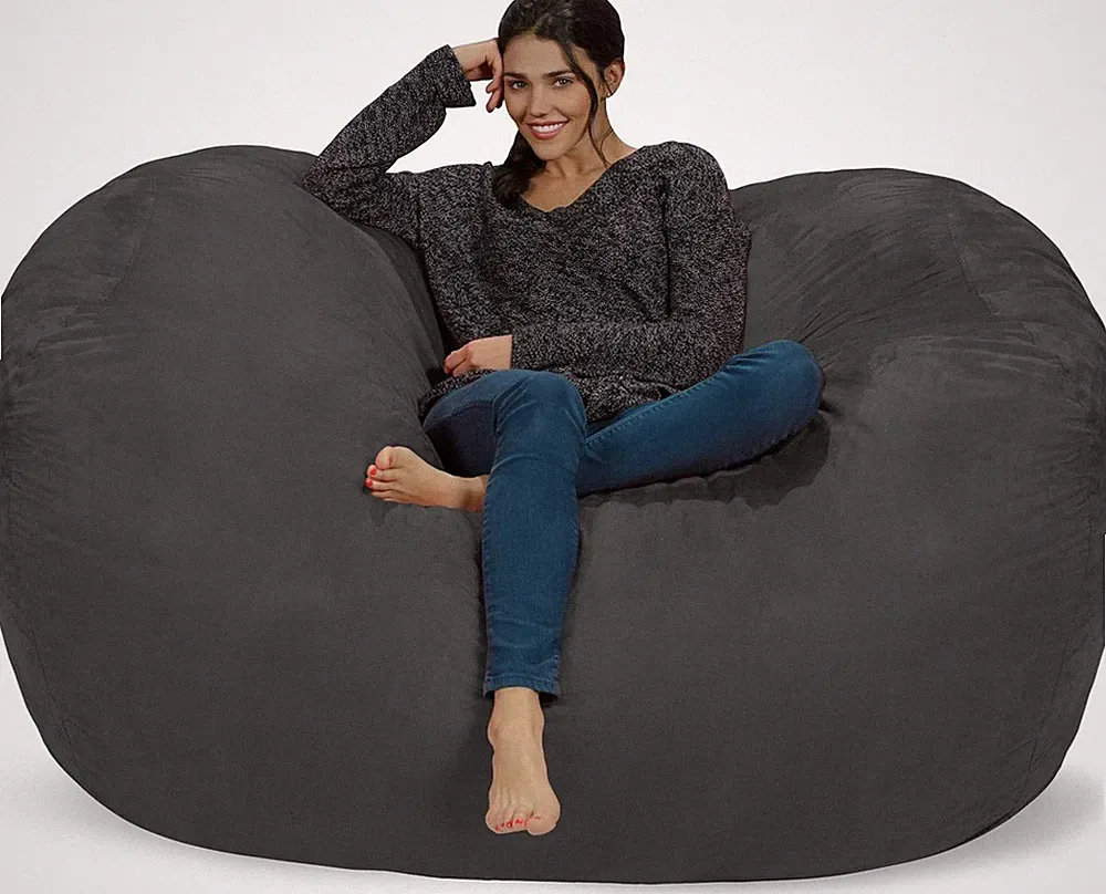 Oversized 6' Memory Foam Bean Bag Chair - Soft Charcoal Microfiber Lounger