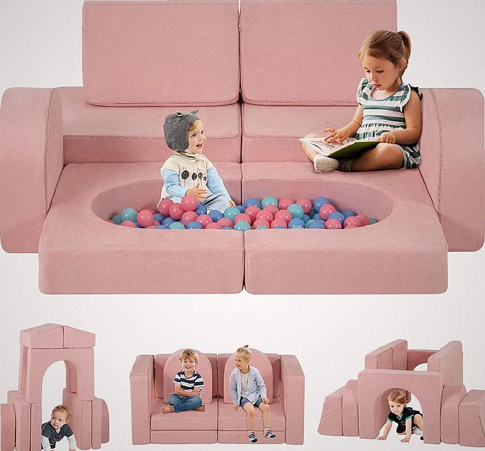 Soft Foam Modular Kids Play Couch - 8 Piece Sectional for Fun Playrooms