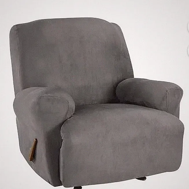 Sure fit Stretch Suede Slate gray Recliner chair Slipcover EXCELLENT condition